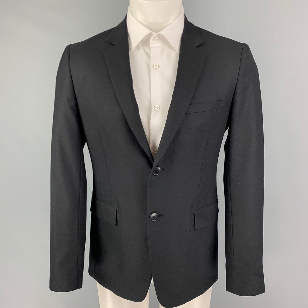 THEORY Size 38 Short Black Wool Notch Lapel Sport Coat
